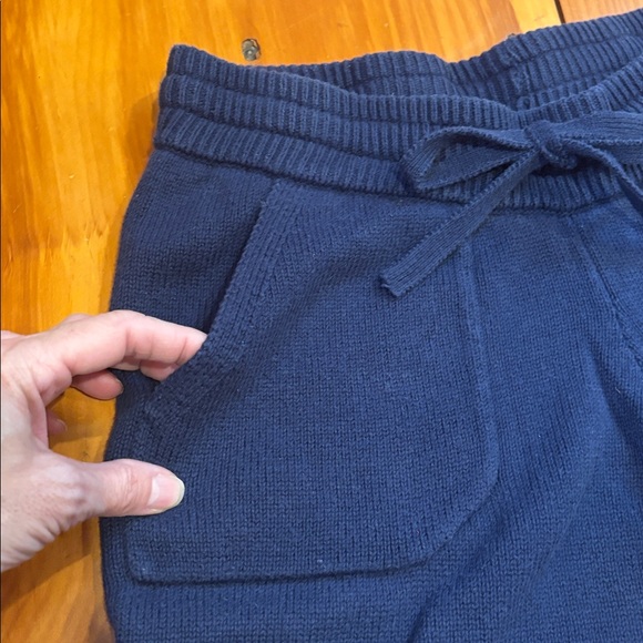 MINNOW S Navy Blue Knit Cashmere Lounge Pants Joggers Drawstring Pockets - Picture 3 of 8